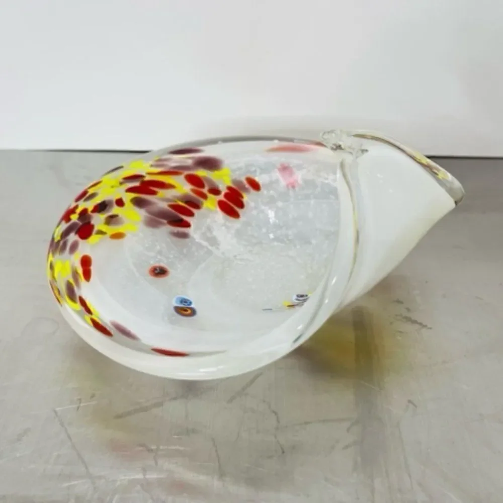 Murano Style Millefiori Clear Swirl Yellow Red White Twist End 7.25